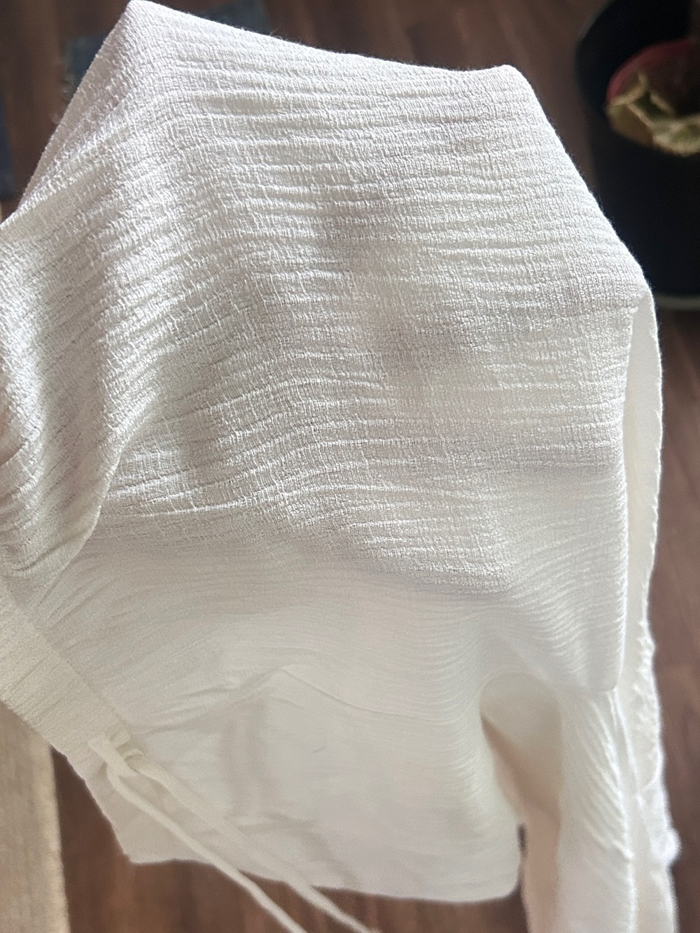 NWT VTG 90s Deadstock Ivory Crinkle Breezy Wide Leg Pull On Pants Resort Beach M - Picture 11 of 13